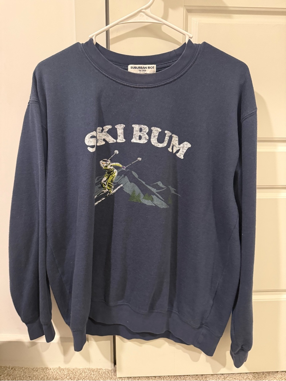 Sub_Urban Riot Navy Ski Bum Graphic Crew Sweatshirt